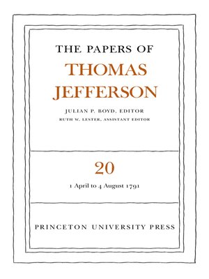 cover image of The Papers of Thomas Jefferson, Volume 20